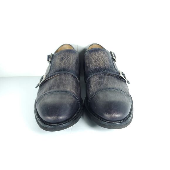 Magnanni Men's Jebor Gray US10,5M Pebbled Leather Double Monk Strap Dress Shoes - Picture 3 of 14